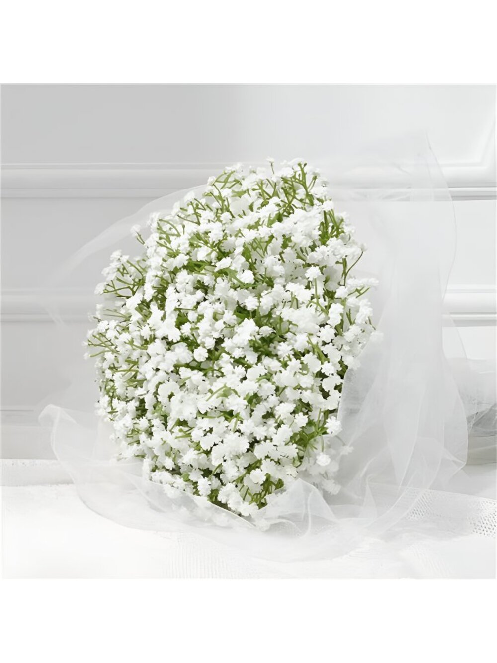 5 Pcs Babys Breath Artificial Flowers, White Long Stem Baby Breath
